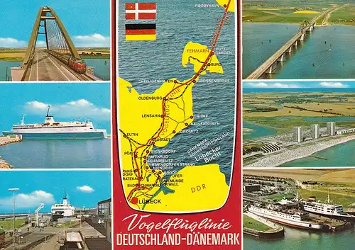 36 - Deutschland - Vogelfluglinie , Fährschiff , Brücke , Deutschland-Dänemark - gelaufen 1980