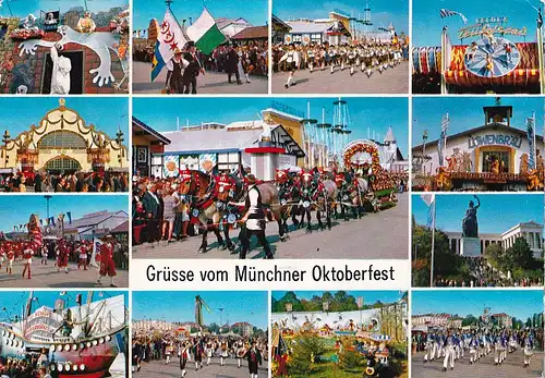 37 - Deutschland - München , Oktoberfest , Umzug , Tracht , Pferdewagen - gelaufen 1973