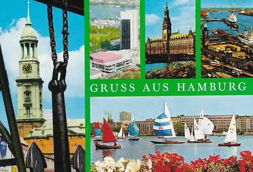 41 - Deutschland - Hamburg , Gruss , Segelschiff , Hafen - gelaufen