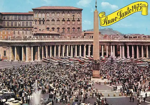 57 - Italien - Roma , Rom , Piazza San Pietro , Petrusplatz , Papstsegen , Bus - nicht gelaufen 1975