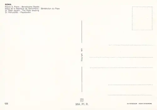 57 - Italien - Roma , Rom , Piazza San Pietro , Petrusplatz , Papstsegen , Bus - nicht gelaufen 1975