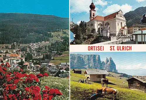 63 - Italien - Ortisei , St. Ulrich , Dolomiten , Südtirol , Gröden , Kirche - nicht gelaufen
