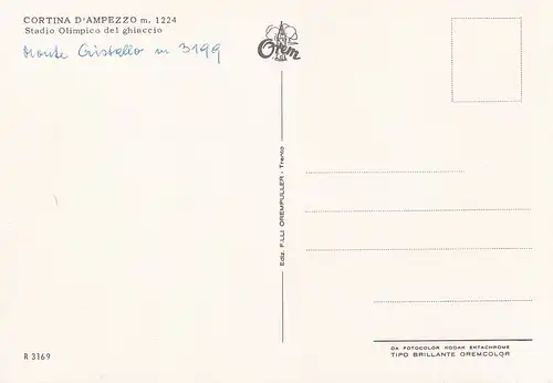 86 - Italien - Cortina D'Ampezzo , Monte Cristallo , Stadio Olimpico del ghiaccio - nicht gelaufen