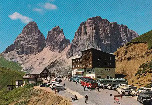 91 - Italien - Südtirol , Dolomiten , Hotel Maria Flora am Sellajoch , Langkofel , Sella , Passo - nicht gelaufen