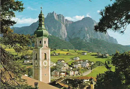 95 - Italien - Südtirol , Castelrotto , Kastelruth , Schlern , Kirche - nicht gelaufen