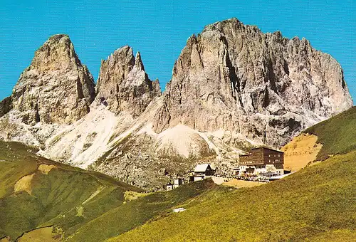 111 - Italien - Südtirol , Dolomiti , Dolomiten , Hotel Maria Flora am Sellajoch , Langkofel , Sella , Passo - nicht gelaufen
