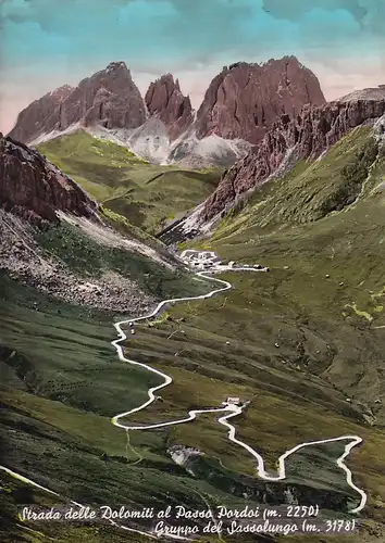 117 - Italien - Südtirol , Dolomiti , Dolomiten , Passo Pordoi , Strada , Strasse , Sassolungo - nicht gelaufen
