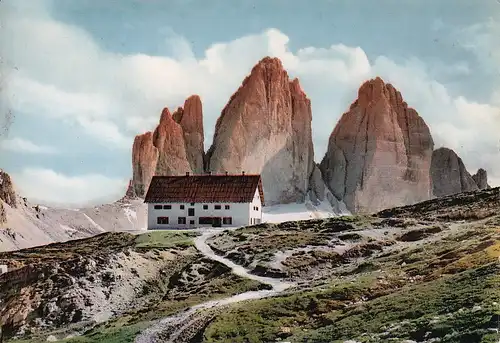 124 - Italien - Südtirol , Dolomiti , Dolomiten , 3 Gipfel des Lavaredo , tre Cime di Lavaredo , Dreizinnenhütte - nicht gelaufen