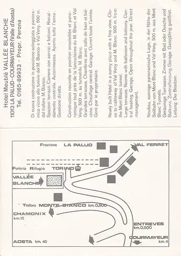 133 - Italien - Courmayeur , Valle d'Aosta , La Palud , Hotel Meublé Vallée Blanche - nicht gelaufen