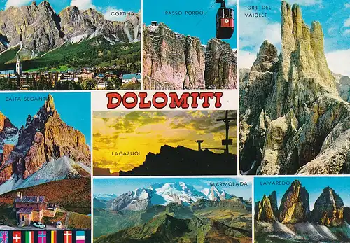 141 - Italien - Dolomiti , Dolomiten , Cortina , Pordoi , Torri del Vaiolet - gelaufen 1991