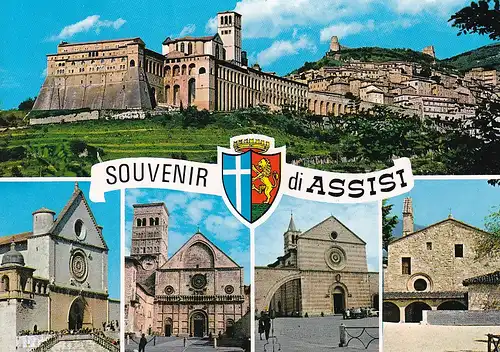 156 - Italien - Assisi , Santuari Francescani , Mehrbildkarte - gelaufen 1996