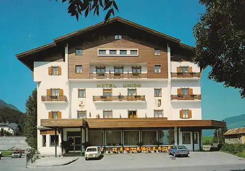 157 - Italien - Südtirol , Dobbiaco , Toblach , Hotel Union , Auto - gelaufen 1992