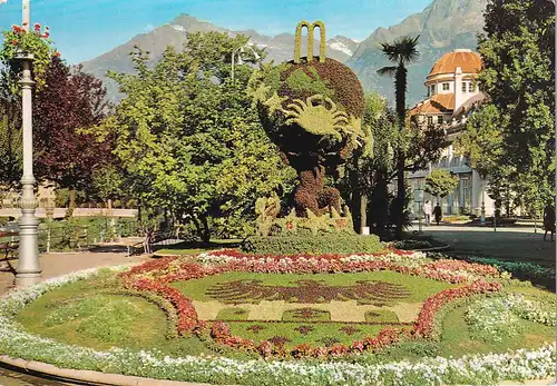 163 - Italien - Meran , Merano , Kurpromenade mit Kurhaus , Passeggiata , Casino Municipale , Blumen - gelaufen 1963