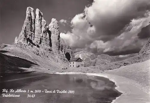 172 - Italien - Südtirol , Dolomiten , Rifugio Re Alberto , Gartlhütte , Torri di Vajolet , Vajolettürme - gelaufen