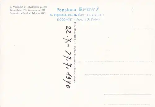 180 - Italien - Südtirol , San Vigilio di Marebbe , Telecabina , Seilbahn , Ancona , Paraccia , Sella - nicht gelaufen 1970
