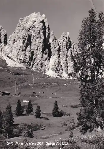 186 - Italien - Südtirol , Dolomiten , Passo Gardena , Grödnerjoch mit Tschiergruppe - gelaufen