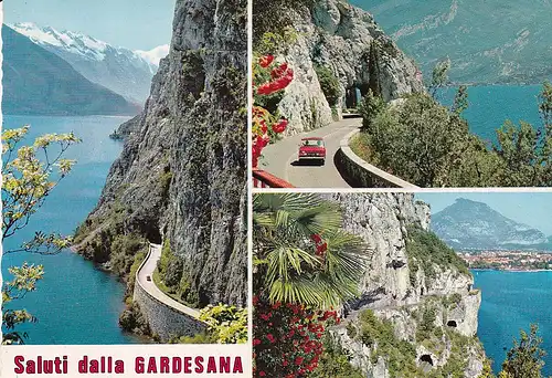196 - Italien - Lago di Garda , Gardasee , westliche Gardesana Straße , Mehrbildkarte  - nicht gelaufen