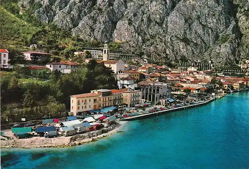 203 - Italien - Lago di Garda , Gardasee , Limone , Luftansicht - gelaufen 1970