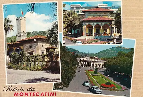 205 - Italien - Montecatini , Mehrbildkarte , Auto - gelaufen 1972