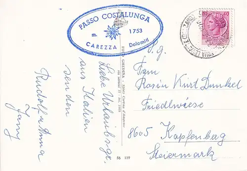 206 - Italien - Südtirol , Dolomiten , Passo di Carezza , Costalunga , Karerpass , Mehrbildkarte  - gelaufen 1970