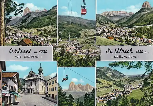 210 - Italien - Val Gardena , Gröden , Ortisei , St. Ulrich , Grödnertal , Mehrbildkarte  - gelaufen 1962