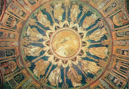 223 - Italien - Ravenna , Kuppel der neonischen Taufkapelle , Mosaik - gelaufen 1963