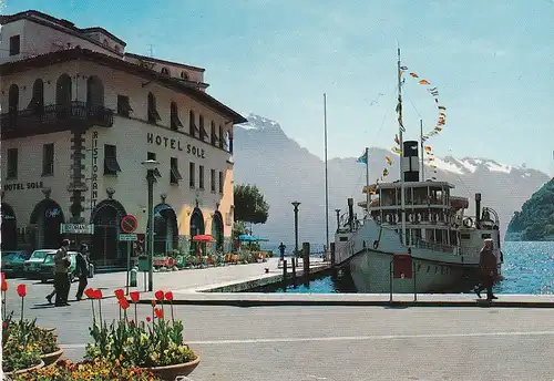 225 - Italien - Lago di Garda , Gardasee , Riva , Hafen , Hotel Sole , Raddampfer - gelaufen 1979