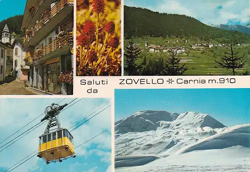 230 - Italien - Udine , Zovello , Carnia , Seilbahn , Mehrbildkarte  - gelaufen 1983