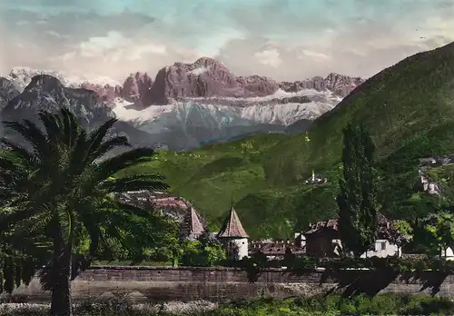 235 - Italien - Bozen , Bolzano col Catinaccio , gegen den Rosengarten - nicht gelaufen