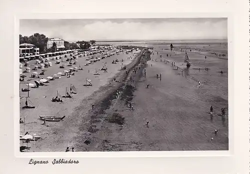 283 - Italien - Lignano Sabbiadoro , Strand , Lungomare , Spiaggia - gelaufen 1955