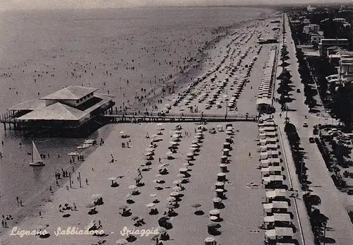 292 - Italien - Lignano Sabbiadoro , Spaggia , Strand - gelaufen 1962