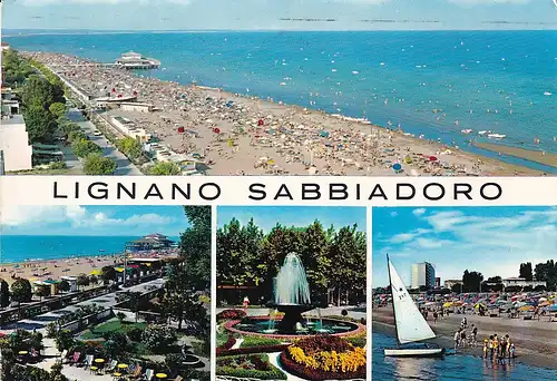 319 - Italien - Lignano Sabbiadoro , Strand , Spaggia , Mehrbildkarte - gelaufen 1967
