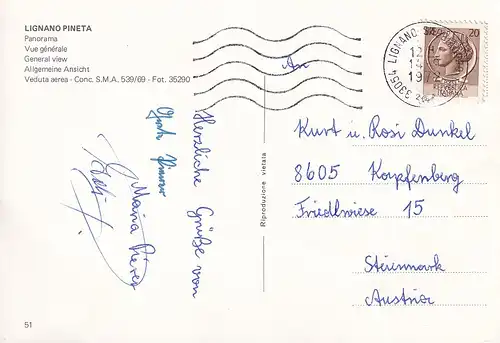 322 - Italien - Lignano Pineta , Strand , Spaggia - gelaufen 1972