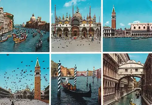 327 - Italien - Venezia , Venedig , Mehrbildkarte , Gondel - gelaufen