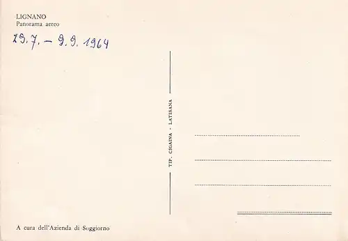 334 - Italien - Lignano , Luftaufnahme - gelaufen 1964