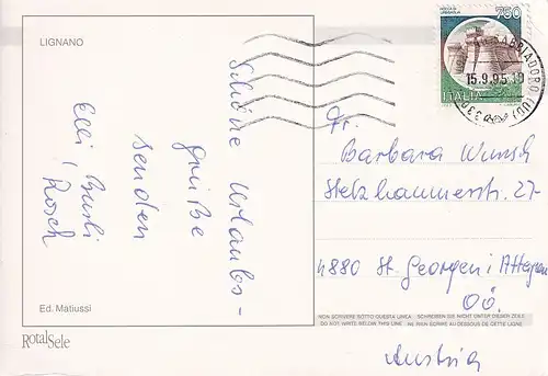 335 - Italien - Lignano Sabbiadoro , Mehrbildkarte - gelaufen 1995