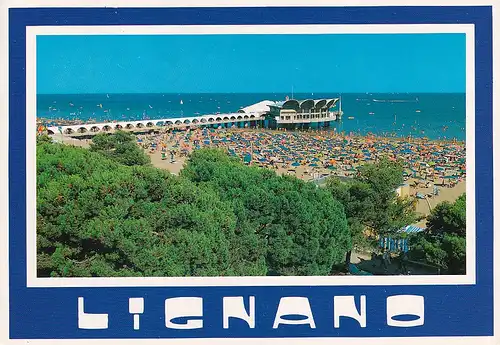 349 - Italien - Lignano Sabbiadoro , Terrasse am Meer - gelaufen 1981