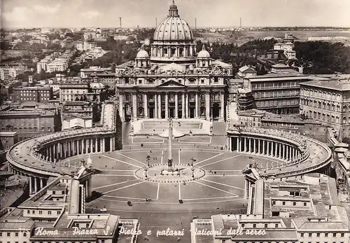 380 - Italien - Roma , Rom , Piazza San Pietro , Palazzi Vaticani , Petersplatz , Vatikanpalast - gelaufen 1956