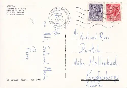 384 - Italien - Venezia , Venedig , St. Lucia Bahnhof - gelaufen 1970