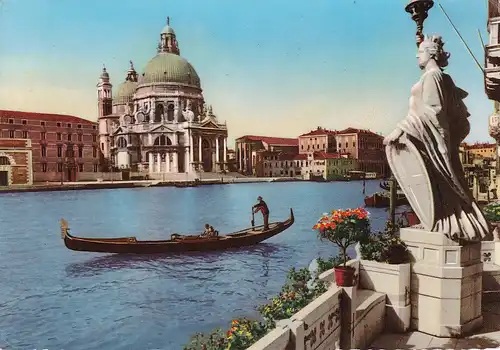387 - Italien - Venezia , Venedig , Chiesa della Salute , Santa Maria , Gondel - gelaufen 1953