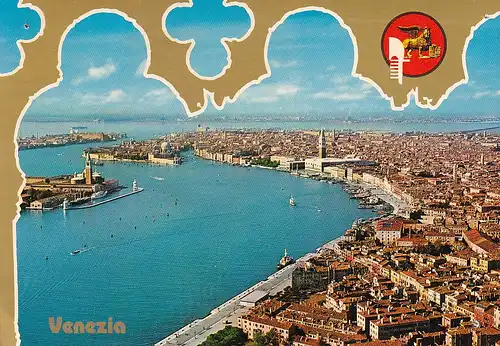 389 - Italien - Venedig , Venezia , Panorama , Dogenpalast - gelaufen 1972