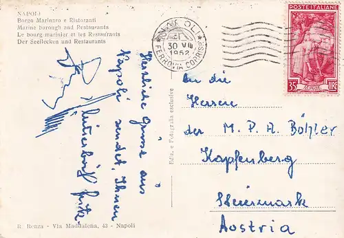394 - Italien - Napoli , Neapel , Borgo Marinaro e Ristoranti - gelaufen 1952