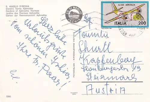 398 - Italien - Sant Angelo , Ischia , Gärten der Thermenanstalt Aphrodite - gelaufen 1982