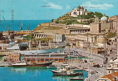 407 - Italien - Ancona , Cattedrale e Porto , Kathedrale und Hafen , Jugolinija , Boot - gelaufen 1971