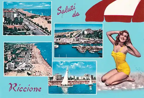 431 - Italien - Riccione , Riviera Adriatica , Mehrbildkarte - gelaufen 1964