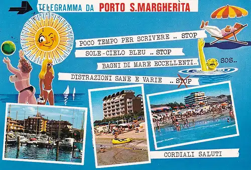 443 - Italien - Caorle , Porto Santa Margherita , Mehrbildkarte - gelaufen 1990