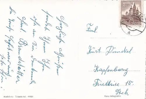 448 - Italien - Triest , Trieste , Panorama aus der Luft - gelaufen 1959