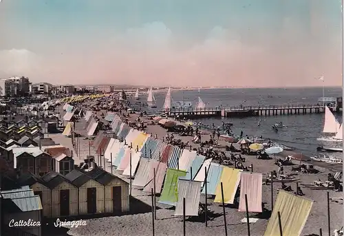 457 - Italien - Cattolica , Spaggia , Strand - gelaufen 1955