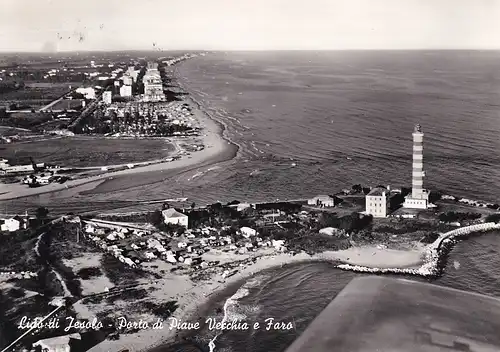 460 - Italien - Jesolo , Lido , Hafen , Leuchtturm , Porto di Piave Veccia e Faro - gelaufen 1962