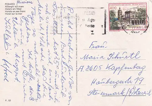 474 - Italien - Pesaro , Strand , Spaggia - gelaufen 1984